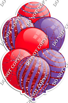 Red & Purple Balloons - Sparkle Accents