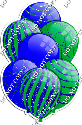 Blue & Green Balloons - Sparkle Accents