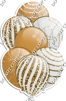 Gold & White Balloons - Sparkle Accents