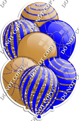 Gold & Blue Balloons - Sparkle Accents