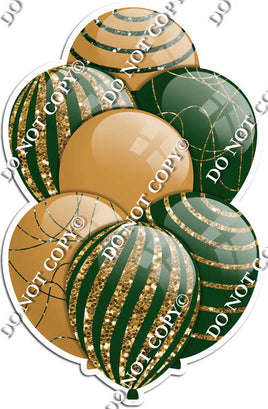 Gold & Hunter Green Balloons - Sparkle Accents