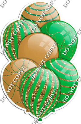 Gold & Green Balloons - Sparkle Accents