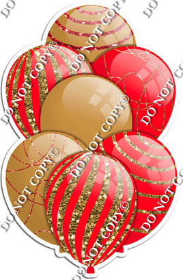 Gold & Red Balloons - Sparkle Accents