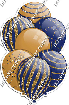 Gold & Navy Blue Balloons - Sparkle Accents