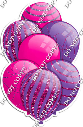 Hot Pink & Purple Balloons - Sparkle Accents