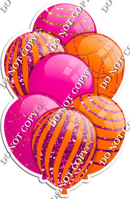 Hot Pink & Orange Balloons - Sparkle Accents