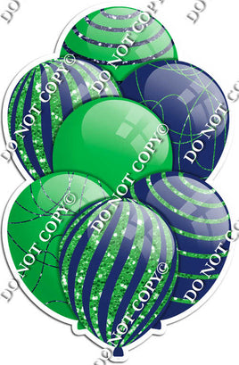 Lime & Navy Blue Balloons - Sparkle Accents