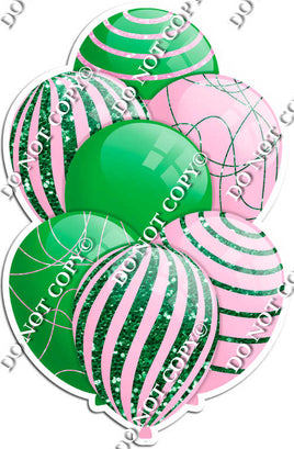 Green & Baby Pink Balloons - Sparkle Accents
