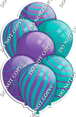 Purple & Teal Balloons - Flat Accents
