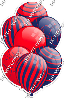 Red & Navy Blue Balloons - Flat Accents