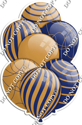 Gold & Navy Blue Balloons - Flat Accents
