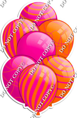 Hot Pink & Orange Balloons - Flat Accents