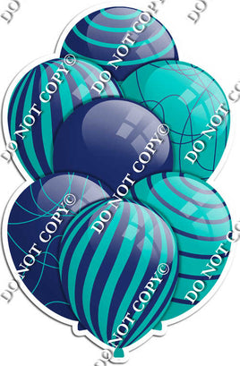 Navy Blue & Teal Balloons - Flat Accents