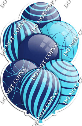 Navy Blue & Baby Blue Balloons - Flat Accents