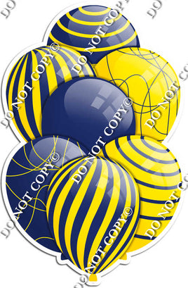 Navy Blue & Yellow Balloons - Flat Accents