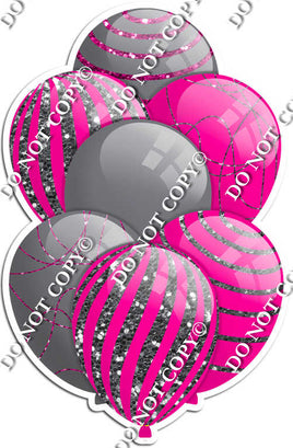 Grey / Silver Balloons & Hot Pink - Sparkle Accents