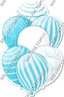White & Baby Blue Balloons - Sparkle Accents