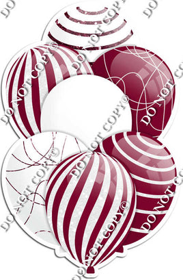 White & Burgundy Balloons - Sparkle Accents
