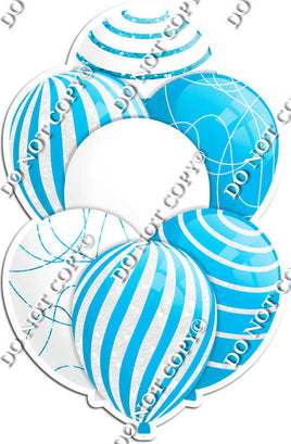 White & Caribbean Balloons - Sparkle Accents