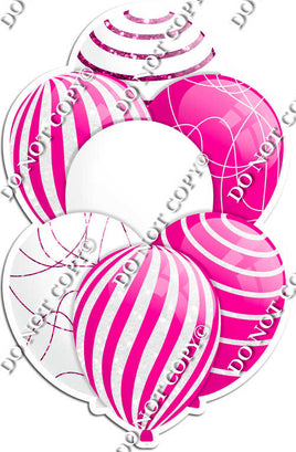 White & Hot Pink Balloons - Sparkle Accents