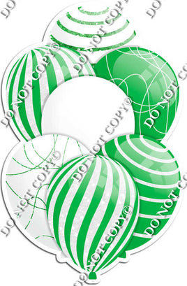 White & Lime Green Balloons - Sparkle Accents