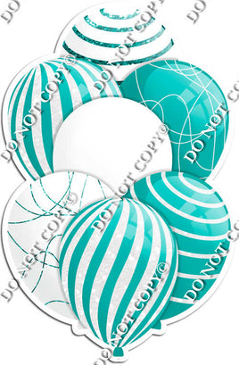 White & Teal Balloons - Sparkle Accents