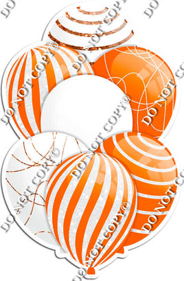 White & Orange Balloons - Sparkle Accents