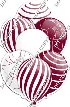 White & Burgundy Balloons - Flat Accents