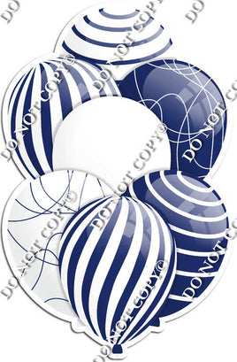 White & Navy Blue Balloons - Flat Accents