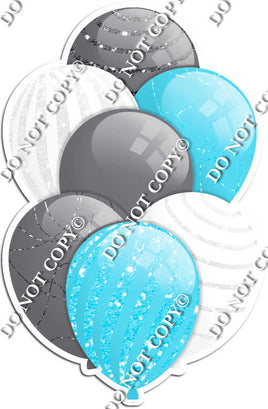 Silver, Baby Blue, & White Balloons - Sparkle Accents