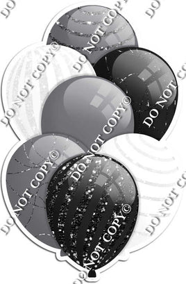 Silver, Black, & White Balloons - Sparkle Accents