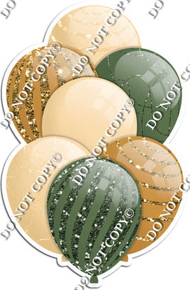 Champagne, Sage, & Gold Balloons - Sparkle Accents