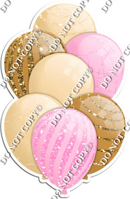 Champagne, Baby Pink, & Gold Balloons - Sparkle Accents