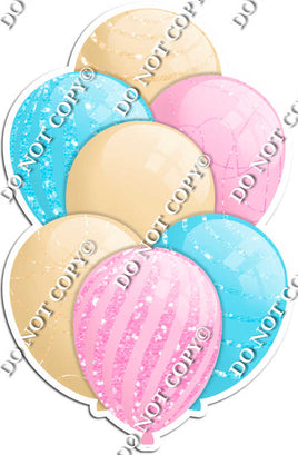 Champagne, Baby Pink, & Baby Blue Balloons - Sparkle Accents