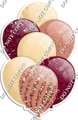 Champagne, Rose Gold, & Burgundy Balloons - Sparkle Accents