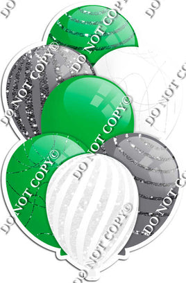 Green, White, & Silver Balloons - Sparkle Accents