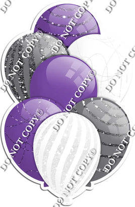Purple, White, & Silver Balloons - Sparkle Accents
