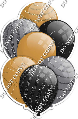 Gold, Black, & Silver Balloons - Sparkle Accents