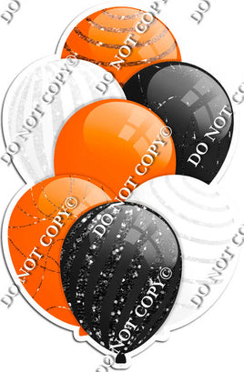 Orange, Black, & White Balloons - Sparkle Accents