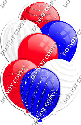 Red, Blue, & White Balloons - Sparkle Accents