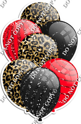 Gold Leopard, Black, & Red Balloons - Sparkle Accents