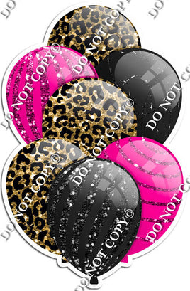 Gold Leopard, Black, & Hot Pink Balloons - Sparkle Accents