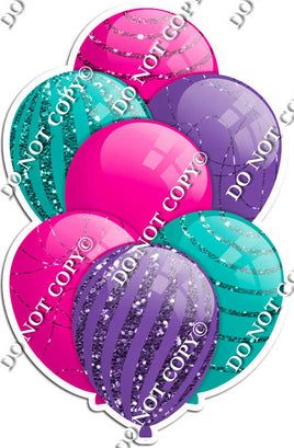 Hot Pink, Purple, & Teal Balloons - Sparkle Accents