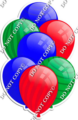 Blue, Red, & Green Balloons - Flat Accents