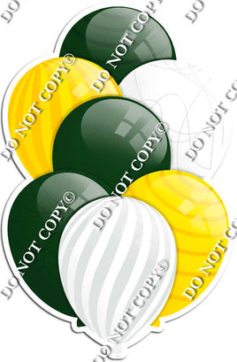 Hunter Green, White, & Yellow Balloons - Flat Accents