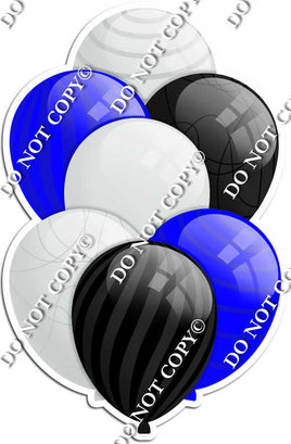 Light Silver, Black, & Blue Balloons - Flat Accents