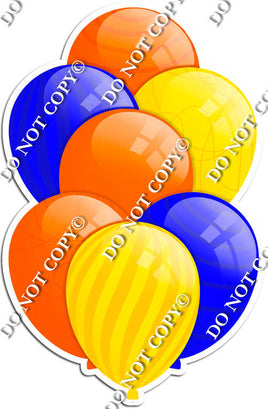 Orange, Yellow, & Blue Balloons - Flat Accents