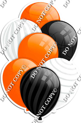 Orange, Black, & White Balloons - Flat Accents