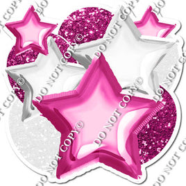 White & Hot Pink Balloon & Star Bundle