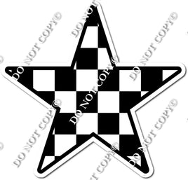 Flat Black & White Checker Star